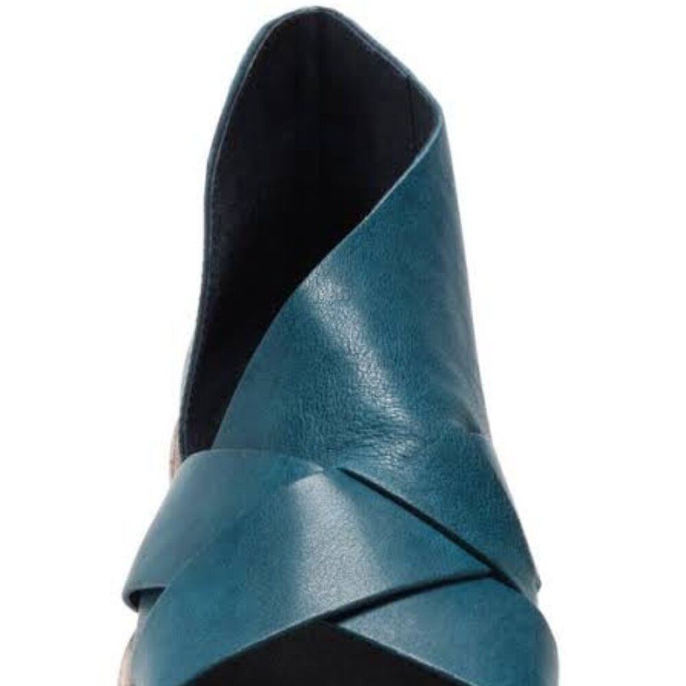 FREE PEOPLE Sun Valley Crisscross Strap Leather Sandal Size 38 NWT teal‎ azure - Picture 2 of 8